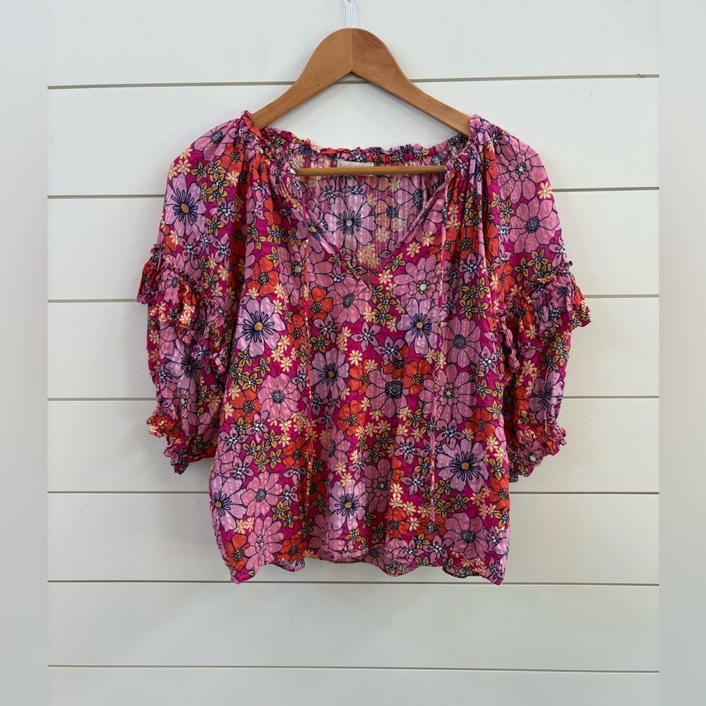 Ramy Brook Pink Multi Floral Peasant Blouse